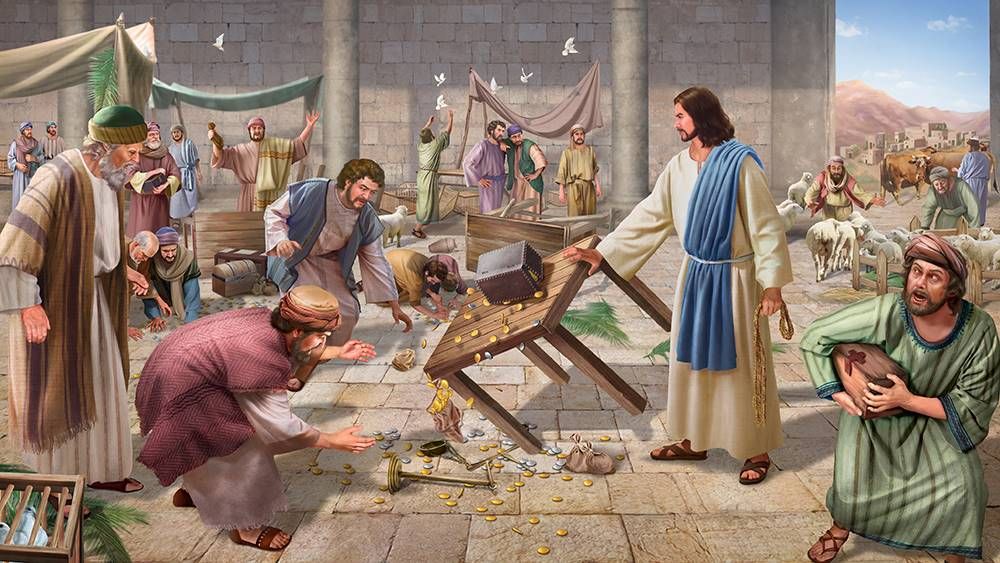 Jesus turning over the tables